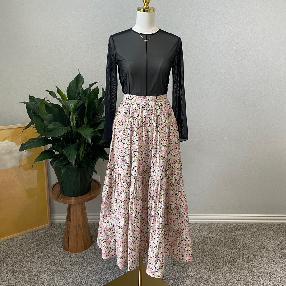 Floral Pink Maxi Skirt (NWOT)